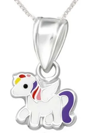 schmuck23 Kettenanhänger Anhänger Kette Einhorn 925 Silber Kinder Mädchen (Halskette mit Anhänger), Silberanhänger Kettenanhänger Kinderschmuck Halskette bunt