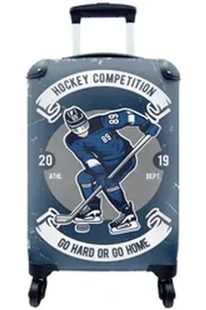 MuchoWow Handgepäckkoffer Eishockey - Mann - Retro, 4 Rollen, Reisetasche mit rollen, Handgepäck für Ferien, Trolley, Reisekoffer bunt