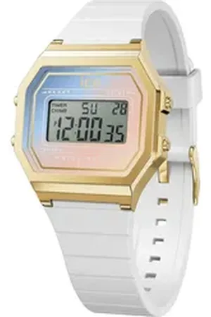 Ice-Watch Chronograph ICE digit retro sunset - Small 022718, Quarzuhr, Armbanduhr, Damenuhr, digital, Silikonarmband, Stoppfunktion weiß