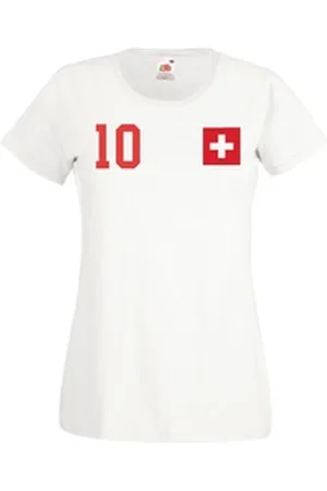 Youth Designz T-Shirt Schweiz Damen T-Shirt im Fußball Trikot Look mit trendigem Motiv rot XS