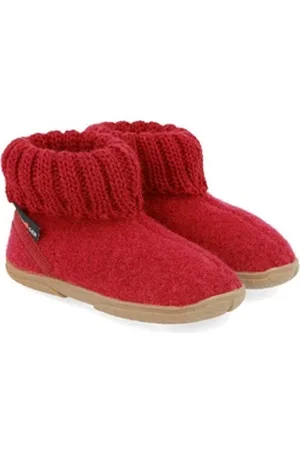 Haflinger Fidelius Toni Kinderhausschuhe mit Kragen und Gummisohle unisex Hausschuh rot 24 EU