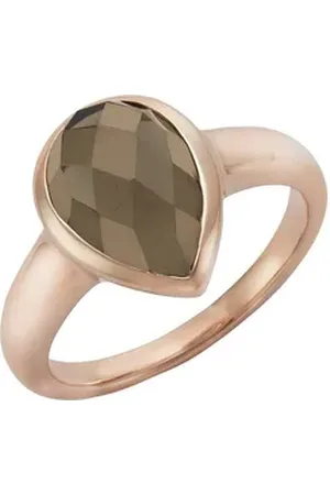 Jamelli Fingerring 925 Silber rosé vergoldet Rauchquarz rot 058 (18,5)