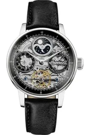 INGERSOLL 1892 Quarzuhr Herrenuhr Leder schwarz, (Analoguhr), Herren Armbanduhr rund, Lederarmband schwarz, Casual schwarz