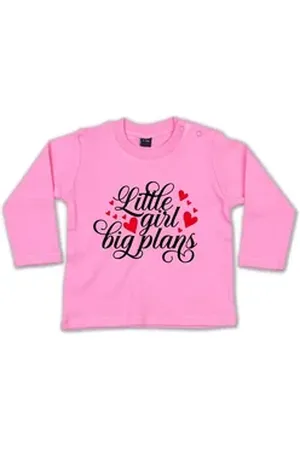 G-graphics Longsleeve Little Girl – big plans Baby Sweater / Longsleeve T mit Spruch als Geschenk rosa 12-18 Monate