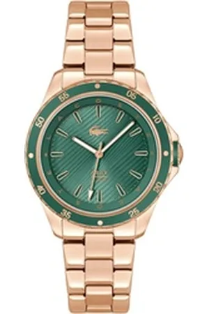 Lacoste Quarzuhr SANTORINI 2001372, Armbanduhr, Damenuhr, Mineralglas, analog, Edelstahlarmband goldfarben