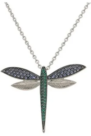 Viventy Kette mit Anhänger Halskette 925/000 Sterling Silber mit Libellen Anhänger 784842 (1-tlg) blau|grün|silberfarben