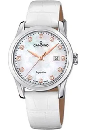 Candino Schweizer Uhr Damenarmbanduhr C4736/1 Edelstahl Leder weiß, (1-tlg)