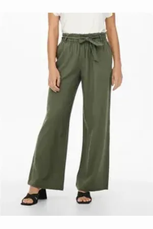 JACQUELINE DE YONG Stoffhose Elegante High Waist Stoffhose Paperback Marlene Pants JDYTANJA JDYSAY LINEN BELT PANT WVN NOOS grün|schwarz 42