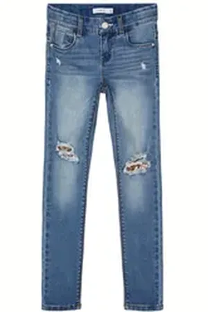 NAME IT Skinny-fit-Jeans Mädchen Stretch Jeans aus Bio-Baumwolle Medium Blue Denim 110 110