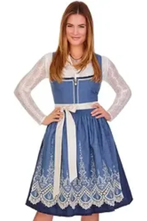 Alpenfee Dirndl Midi Dirndl 2tlg. - NEVA - jeansblau blau 34