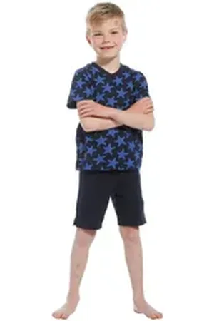 Pastunette Schlafanzug Jungen Shorty mit Sternen (2 tlg) Baumwolle blau 116