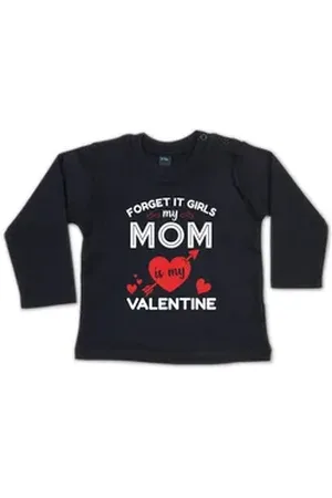 G-graphics Longsleeve Forget it girls my Mom is my Valentine Baby Sweater / Longsleeve T mit Spruch zum Valentinstag schwarz 12-18 Monate