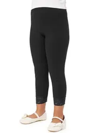 Merry Style Leggings Mädchen 3/4 Capri Leggings aus Baumwolle mit Spitze MS10-228 (1-tlg) elastischer Bund schwarz 122