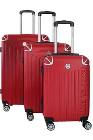 Geographical Norway Kofferset Robuste Rollkoffer Softless, 4 Rollen, (3 tlg), Leichte Hartschalenkoffer aus ABS-Kunststoff, versch. Größen rot