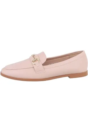 Ital-Design Damen Mokassins Freizeit Slipper Blockabsatz Mokassins in Beige beige|braun 38 EU
