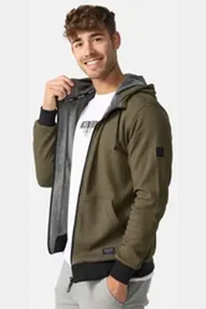 INDICODE Sweatjacke INDuff mit gefütterter Kapuze grün L