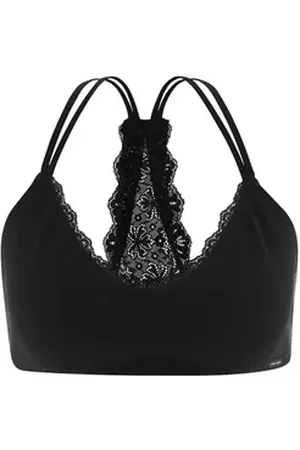 LIVING CRAFTS Bandeau-BH Bio-Damen-Bustier mit Spitzenausschn schwarz L