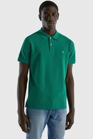 Benetton United Colors of Poloshirt mit Logo in Brusthöhe grün S