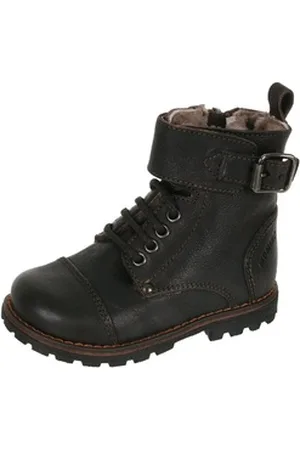 Momino 6407M Kinder Boots Stiefeletten Leder Lammfell Schnürstiefelette