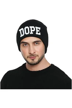 DonDon Beanie stylische Herren Winter Beanie (Packung, 1-St) Wintermütze, mit coolem Statement-Print, Strickmütze mit Krempe schwarz