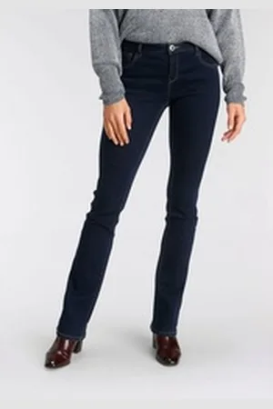 ARIZONA Bootcut-Jeans Ultra-Stretch normale Passform, Baby-Bootcut, Used-Look-Waschung blau 80