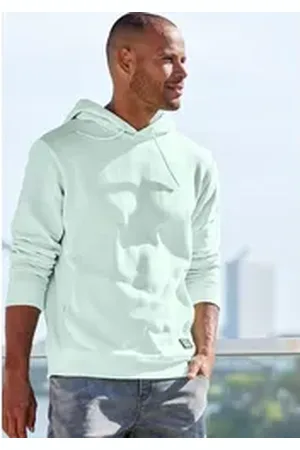 john devin Hoodie Langarm, Sweatshirt mit Rundhals und Kapuze, Baumwollmischung grün L (52/54)