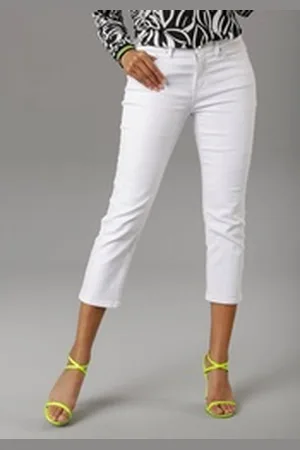 Aniston Straight-Jeans in verkürzter cropped Länge weiß 42