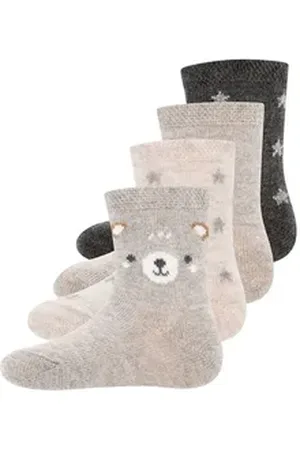 Ewers Socken Socken 4er Pack GOTS Bär/Sterne (4-Paar) grau 19-22