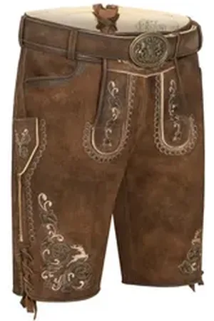 Nübler Trachtenlederhose Lederhose kurz Manfred in BRaun von braun 48