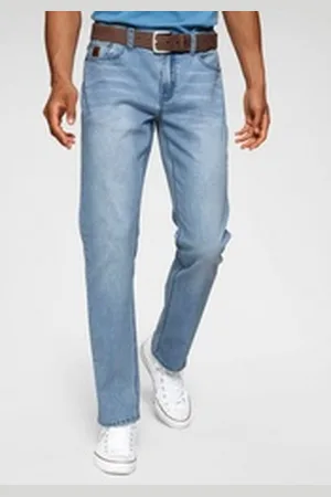 Bruno Banani Straight-Jeans Hutch gerade Beinform, teilweise mit modischen Destroyed-Effekten blau 34