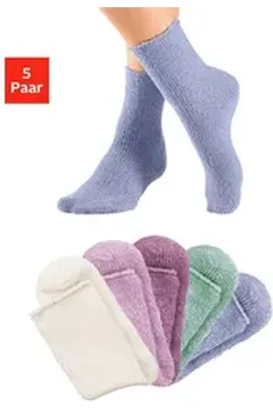 Lavana Kuschelsocken (Packung, 5-Paar) ideal als Bettsocken blau|bunt|rosa 35-38