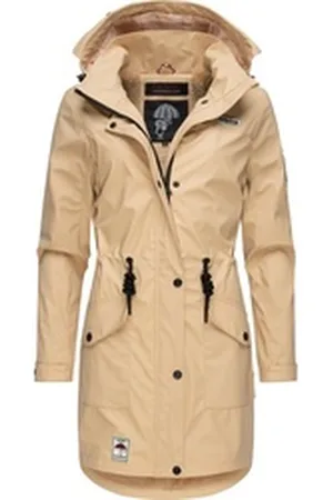 Navahoo Outdoorjacke Deike modischer Damen Outdoor Regenmantel beige|braun XL (42)