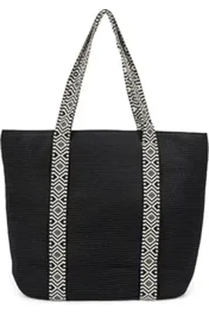 styleBREAKER Strandtasche Papierstroh Strandtasche Azteken Muster (1-tlg) schwarz