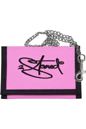 2Stoned Geldbörse Wallet Classic mit Kette und Klettverschluß für Erwachsene u. Kinder, verchromte Kette mit Karabiner rosa
