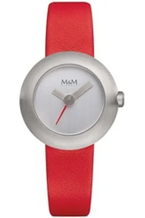 M&M Quarzuhr Armbanduhr Damen Leder Basic-M, (1-tlg), Analoguhr rund mit Lederarmband, Designer Uhr, deutsche Manufaktur, inkl. edles Etui rot