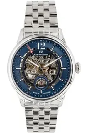 CARL VON ZEYTEN Automatikuhr Schramberg CVZ0080BLMS, Armbanduhr, Herrenuhr, Skelettuhr, Made in Germany, Mechanische Uhr silberfarben