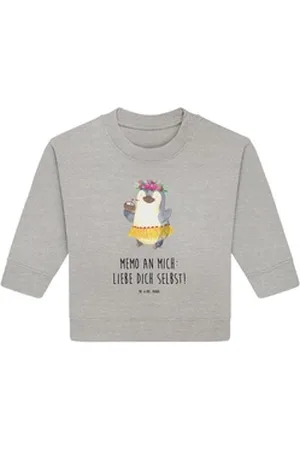 Mr. & Mrs. Panda Longpullover Pinguin Kokosnuss 12. - 18. Monat - Heather Grey - Geschenk, Hawaii, (1-tlg) grau 12. - 18. Monat