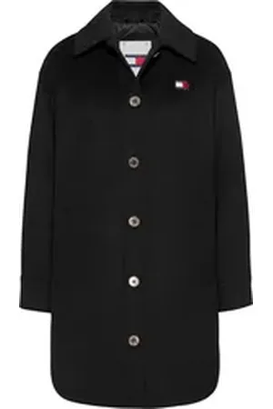 Tommy Hilfiger Kurzmantel TJW WOOL COAT EXT mit Logostickerei schwarz XL (42)