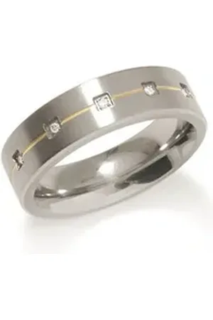 Boccia Titanium Boccia Fingerring Boccia Damenring Titan mit Diamanten 0101-19 56 (kein Set, 1-tlg) grau