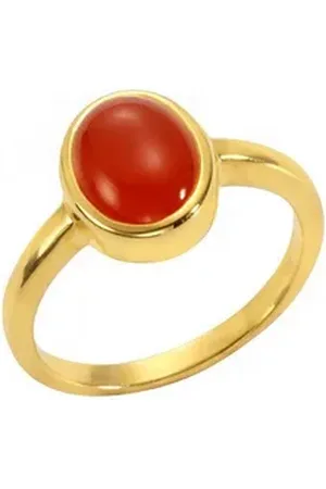 Jamelli Fingerring 925 Silber vergoldet mit Carneol gelb 058 (18,5)