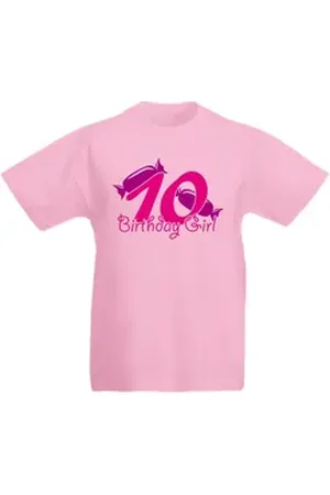 G-graphics T-Shirt 10 – Birthday girl Kinder T-Shirt, mit Motiv, zum Geburtstag rosa 116