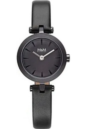 M&M Quarzuhr Armbanduhr Damen Leder Mini Bowl, (1-tlg), Analoguhr rund mit Lederarmband, Designer Uhr, deutsche Manufaktur, inkl. edles Etui schwarz