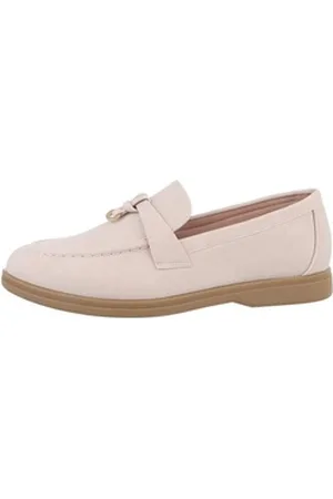 Ital-Design Damen Mokassins Freizeit Slipper Blockabsatz Mokassins in Beige beige|braun 37 EU