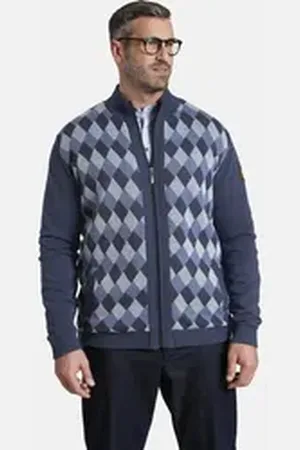 Charles Colby Strickjacke DUKE PHIL mit gestepptem Futter blau 3XL (64/66)