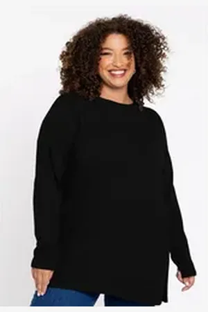 Yoek Longpullover Damen Pullover Große Größen schwarz 38/40