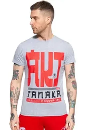 Akito tanaka T-Shirt Write (1-tlg) mit kontrastierendem Print grau L