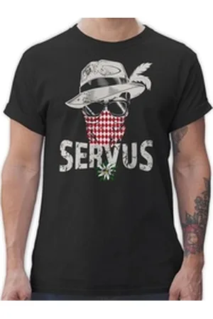 Shirtracer T-Shirt Lausbua Totenkopf Bayrisch Lausbub Tracht Mode für Oktoberfest Herren schwarz XL