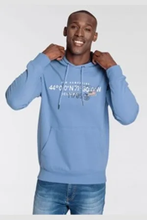 DELMAO Kapuzensweatshirt Langarm, lockere Passform, mit Print, mit Kapuze blau XXXL (64/66)