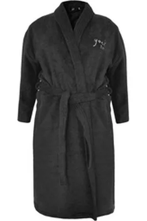 Yoek Damenbademantel Damen Bademantel Große Größen, Knielang, 100% cotton, No lining, Bindebänder vorne schwarz 42/44