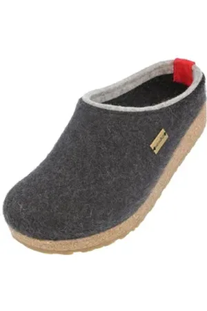 Haflinger Grizzly Kris Filzclog aus reinem Wollfilz Hausschuh grau 39 EU